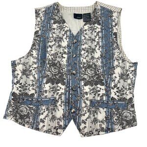 Lizwear Vintage 90s Vest Womens size Large Rose print tapestry